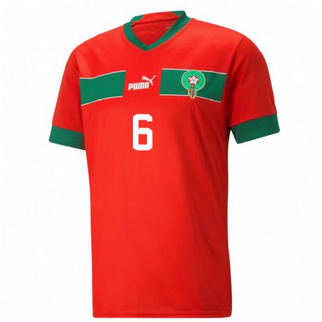 Kandiny Kinder Marokkanische El Mehdi Moubarik #6 Rot Heimtrikot Trikot 22-24 T-shirt