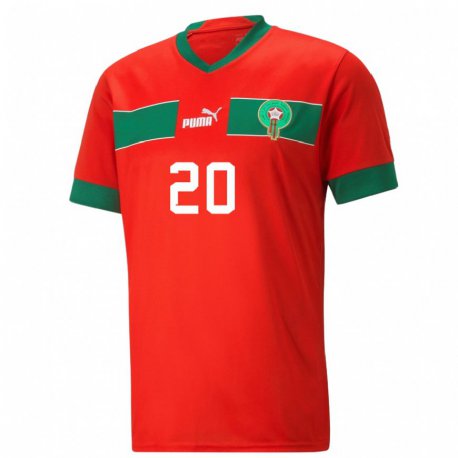 Kandiny Kinder Marokkanische Mohammed Amine Essahel #20 Rot Heimtrikot Trikot 22-24 T-shirt