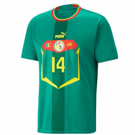 Kandiny Kinder Senegalesische Salimata Ndiaye #14 Grün Auswärtstrikot Trikot 22-24 T-shirt