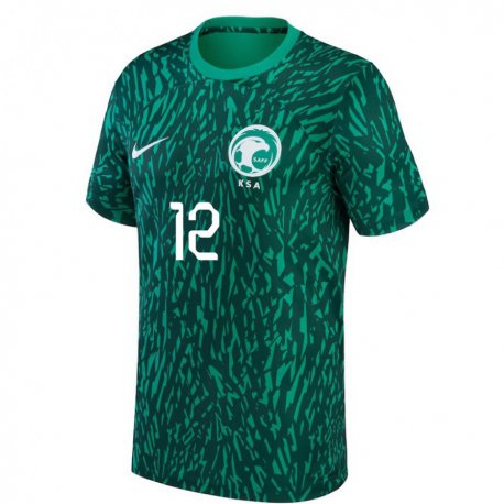 Kandiny Kinder Saudi-arabische Faisal Alghamdi #12 Dunkelgrün Auswärtstrikot Trikot 22-24 T-shirt