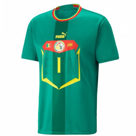 Kandiny Herren Senegalesische Cheikh Sarr #1 Grün Auswärtstrikot Trikot 22-24 T-shirt