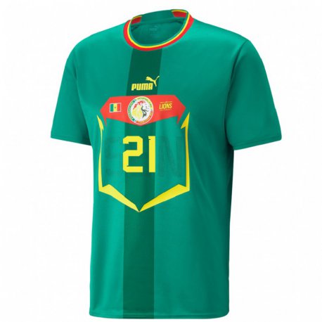 Kandiny Herren Senegalesische Francois Djiba #21 Grün Auswärtstrikot Trikot 22-24 T-shirt