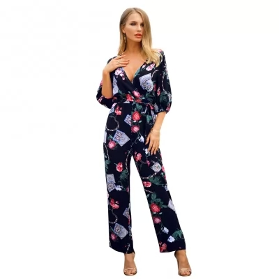 Kandiny - 2019 new explosion black print jumpsuit