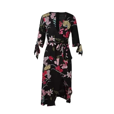 Kandiny - New printed sleeves V-neck elegant dress