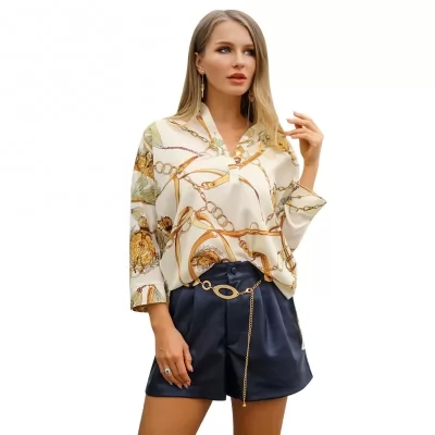 Kandiny - New V-neck cropped sleeves large size shirt