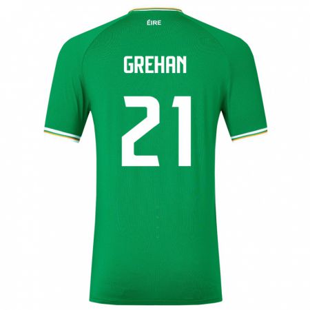 Kandiny Kinder Irische Sean Grehan #21 Grün Heimtrikot Trikot 24-26 T-Shirt