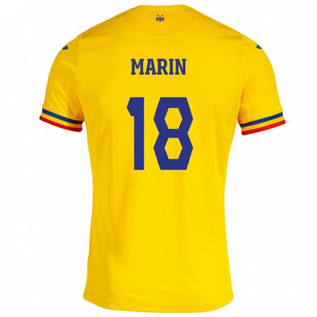 Kandiny Kinder Rumänische Răzvan Marin #18 Gelb Heimtrikot Trikot 24-26 T-Shirt