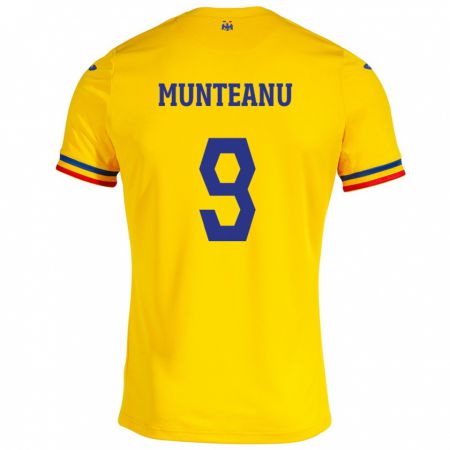 Kandiny Kinder Rumänische Louis Munteanu #9 Gelb Heimtrikot Trikot 24-26 T-Shirt