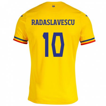 Kandiny Kinder Rumänische Eduard Radaslavescu #10 Gelb Heimtrikot Trikot 24-26 T-Shirt