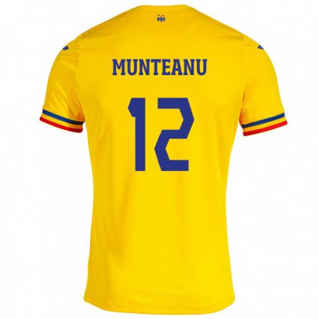 Kandiny Kinder Rumänische Rafael Munteanu #12 Gelb Heimtrikot Trikot 24-26 T-Shirt