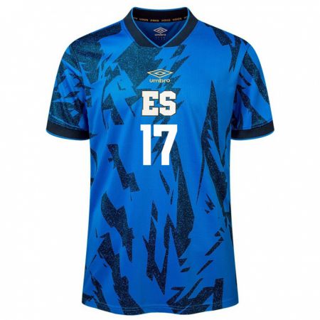 Kandiny Kinder El Salvador Eduardo Rivas #17 Blau Heimtrikot Trikot 24-26 T-Shirt