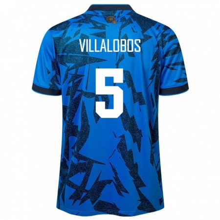 Kandiny Kinder El Salvador Kristian Villalobos #5 Blau Heimtrikot Trikot 24-26 T-Shirt