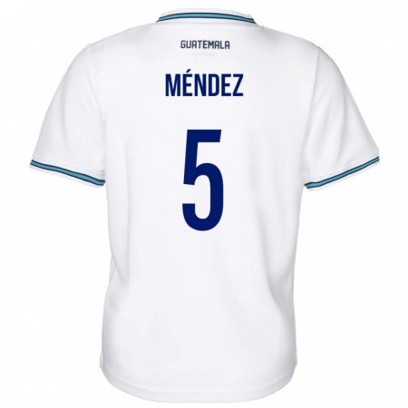 Kandiny Kinder Guatemala Diego Méndez #5 Weiß Heimtrikot Trikot 24-26 T-Shirt