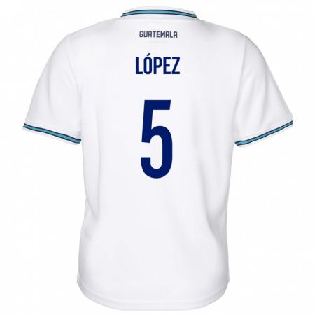 Kandiny Kinder Guatemala Jeffery López #5 Weiß Heimtrikot Trikot 24-26 T-Shirt