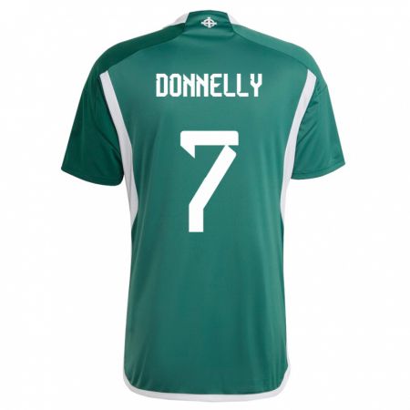 Kandiny Kinder Nordirland Caolan Donnelly #7 Grün Heimtrikot Trikot 24-26 T-Shirt