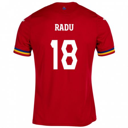 Kandiny Kinder Rumänische Denis Radu #18 Rot Auswärtstrikot Trikot 24-26 T-Shirt