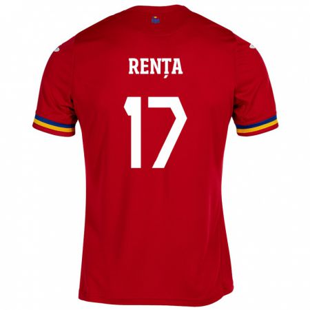 Kandiny Kinder Rumänische Denis Rența #17 Rot Auswärtstrikot Trikot 24-26 T-Shirt