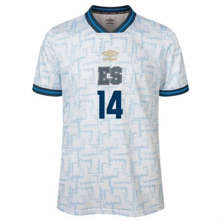 Kandiny Kinder El Salvador Bryan Vásquez #14 Weiß Auswärtstrikot Trikot 24-26 T-Shirt