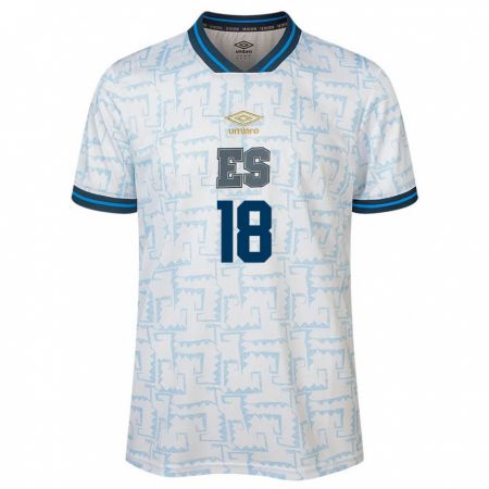 Kandiny Kinder El Salvador Adriel Martínez #18 Weiß Auswärtstrikot Trikot 24-26 T-Shirt