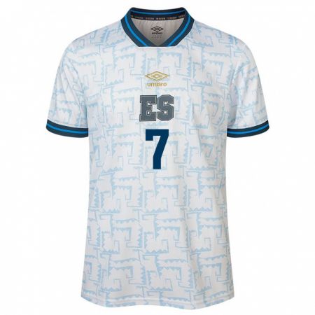 Kandiny Kinder El Salvador Nelson Díaz #7 Weiß Auswärtstrikot Trikot 24-26 T-Shirt