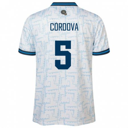 Kandiny Kinder El Salvador Edwin Córdova #5 Weiß Auswärtstrikot Trikot 24-26 T-Shirt