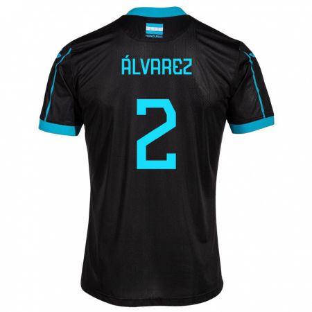 Kandiny Kinder Honduras Kevin Álvarez #2 Schwarz Auswärtstrikot Trikot 24-26 T-Shirt