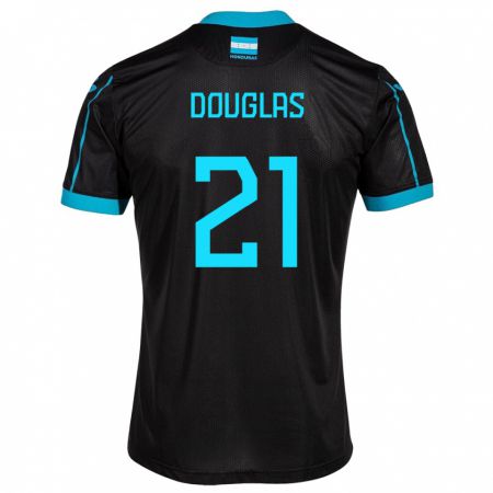 Kandiny Kinder Honduras Douglas Martínez #21 Schwarz Auswärtstrikot Trikot 24-26 T-Shirt