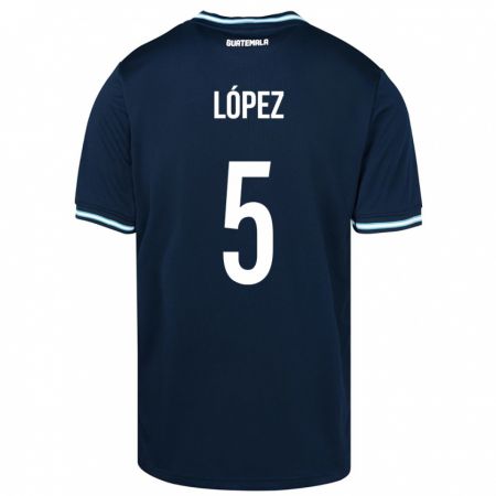 Kandiny Kinder Guatemala Jeffery López #5 Blau Auswärtstrikot Trikot 24-26 T-Shirt