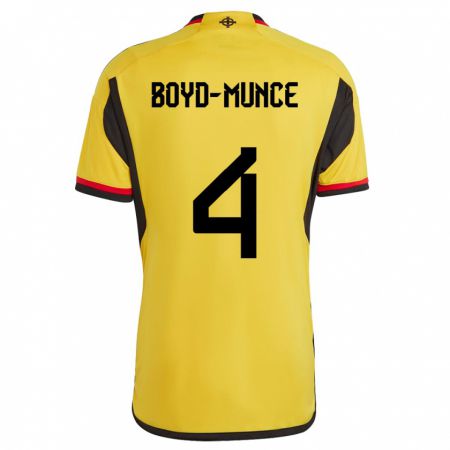 Kandiny Kinder Nordirland Caolan Boyd-Munce #4 Weiß Auswärtstrikot Trikot 24-26 T-Shirt