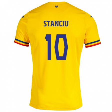 Kandiny Herren Rumänische Nicolae Stanciu #10 Gelb Heimtrikot Trikot 24-26 T-Shirt