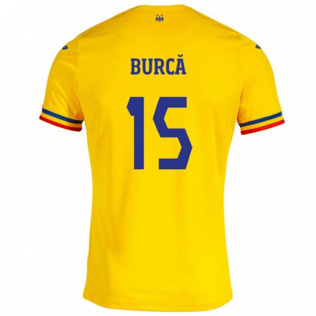 Kandiny Herren Rumänische Andrei Burcă #15 Gelb Heimtrikot Trikot 24-26 T-Shirt