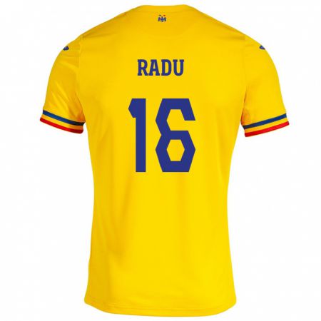 Kandiny Herren Rumänische Andrei Radu #16 Gelb Heimtrikot Trikot 24-26 T-Shirt