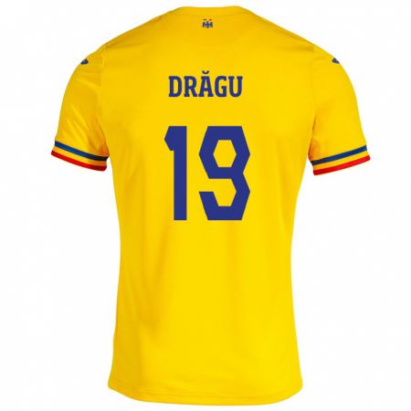 Kandiny Herren Rumänische Denis Drăguş #19 Gelb Heimtrikot Trikot 24-26 T-Shirt