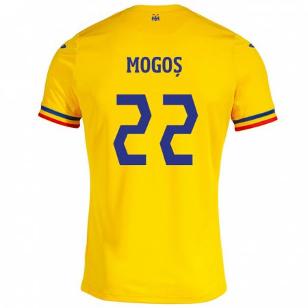 Kandiny Herren Rumänische Vasile Mogoș #22 Gelb Heimtrikot Trikot 24-26 T-Shirt
