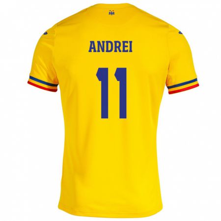 Kandiny Herren Rumänische Doru Andrei #11 Gelb Heimtrikot Trikot 24-26 T-Shirt