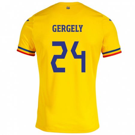 Kandiny Herren Rumänische Botond Gergely #24 Gelb Heimtrikot Trikot 24-26 T-Shirt