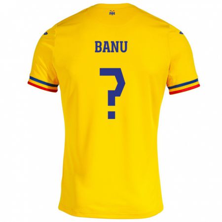 Kandiny Herren Rumänische Luca Banu #0 Gelb Heimtrikot Trikot 24-26 T-Shirt