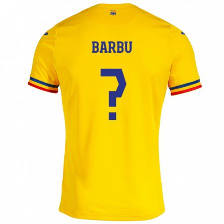 Kandiny Herren Rumänische David Barbu #0 Gelb Heimtrikot Trikot 24-26 T-Shirt