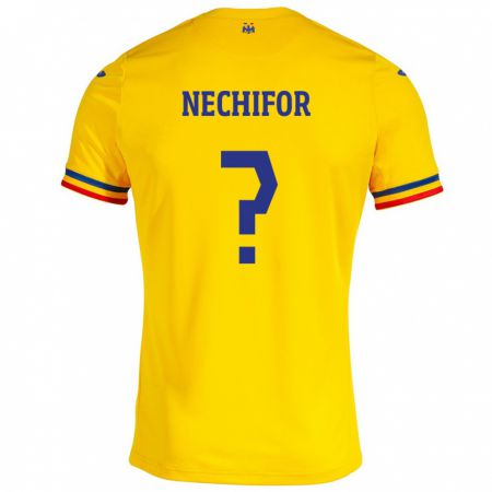 Kandiny Herren Rumänische Dan Nechifor #0 Gelb Heimtrikot Trikot 24-26 T-Shirt