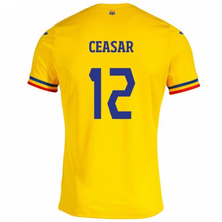 Kandiny Herren Rumänische Camelia Ceasar #12 Gelb Heimtrikot Trikot 24-26 T-Shirt