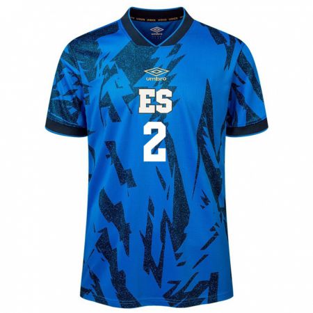 Kandiny Herren El Salvador Adonis Campos #2 Blau Heimtrikot Trikot 24-26 T-Shirt