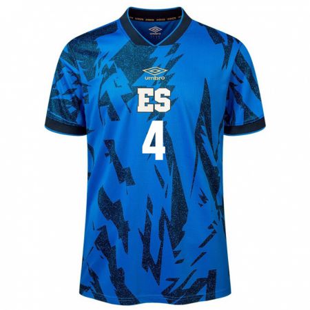 Kandiny Herren El Salvador Elaily Hernández #4 Blau Heimtrikot Trikot 24-26 T-Shirt