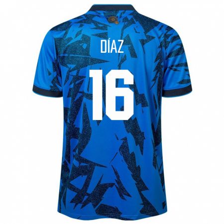 Kandiny Herren El Salvador Wilber Díaz #16 Blau Heimtrikot Trikot 24-26 T-Shirt