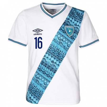 Kandiny Herren Guatemala José Morales #16 Weiß Heimtrikot Trikot 24-26 T-Shirt