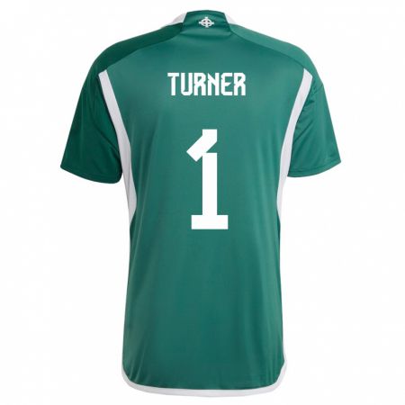 Kandiny Herren Nordirland Shannon Turner #1 Grün Heimtrikot Trikot 24-26 T-Shirt