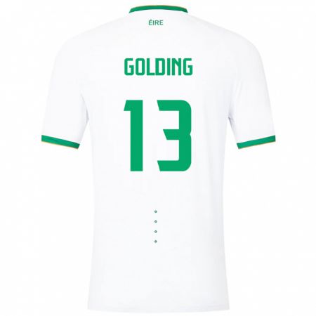 Kandiny Herren Irische James Golding #13 Weiß Auswärtstrikot Trikot 24-26 T-Shirt