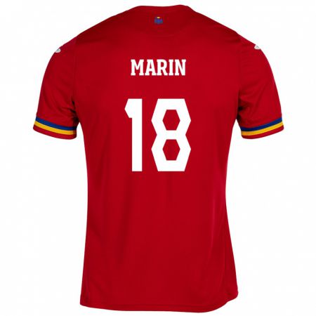 Kandiny Herren Rumänische Răzvan Marin #18 Rot Auswärtstrikot Trikot 24-26 T-Shirt