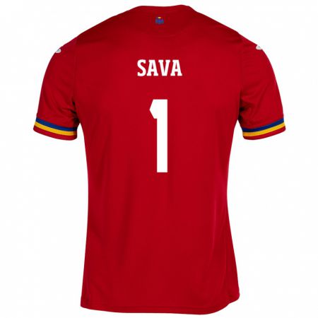 Kandiny Herren Rumänische Răzvan Sava #1 Rot Auswärtstrikot Trikot 24-26 T-Shirt