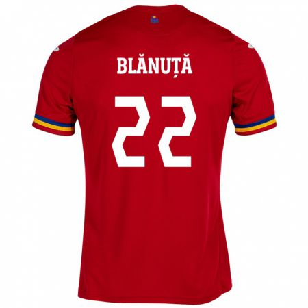 Kandiny Herren Rumänische Vladislav Blănuță #22 Rot Auswärtstrikot Trikot 24-26 T-Shirt