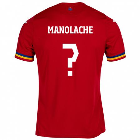 Kandiny Herren Rumänische Luca Manolache #0 Rot Auswärtstrikot Trikot 24-26 T-Shirt